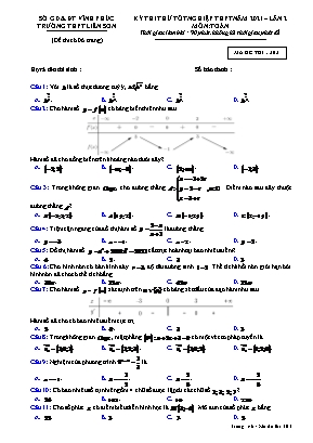 Đề thi thử Tốt nghiệp THPT môn Toán - Lần 2 - Mã đề 303 - Năm học 2020-2021 - Trường THPT Liễn Sơn (Có đáp án)